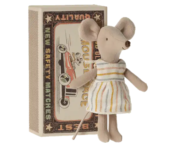 Baby mice, Twins in box, tvillinge mus i tændstiks æske ,Maileg store søster mus i tændstiksæske