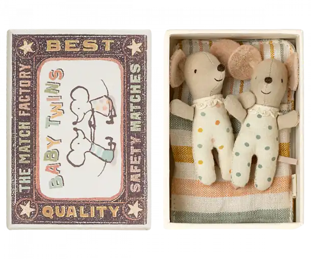 Baby mice, Twins in box, tvillinge mus i tændstiks æske, Maileg tvillinger