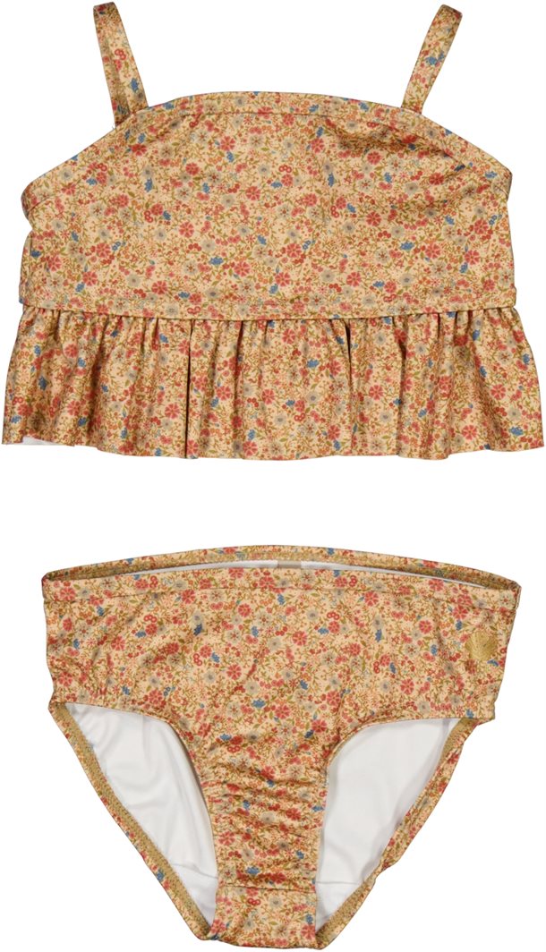 Wheat - Bikini Lærke // Small porcelain flowers, Blomstret badetøj, Blomstret bikini, bikini pige, Ferskenfarvet bikini, badetøj piger, badetøj blomstret