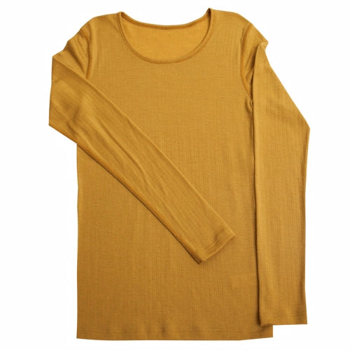 Joha, uld, uldbluse, langærmet, bluse, trøje, t-shirt, lange ærmer, gul, merinould, dame, kvinde, voksen