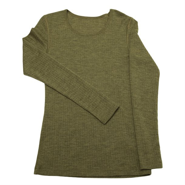 Joha, uld, uldbluse, langærmet, bluse, trøje, t-shirt, lange ærmer, gul, merinould, dame, kvinde, voksen