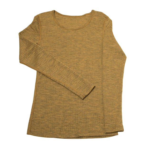 Joha, uld, uldbluse, langærmet, bluse, trøje, t-shirt, lange ærmer, gul, merinould, dame, kvinde, voksen