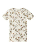 Lil' Atelier Gaya SS Slim top - Turtledove, print, t-shirt, bluse, kortærmet, blomstret kortærmet,