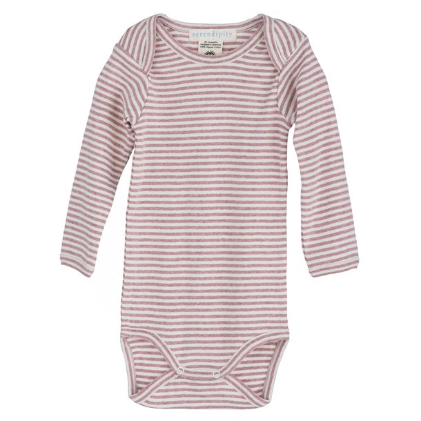 serendipity, m106, basis, body, bodystocking, basisgarderobe, langærmet, lange ærmer, økologi, bomuld, rib, stribe, atlantic, blå, mørkeblå, Woodrose,Ecru