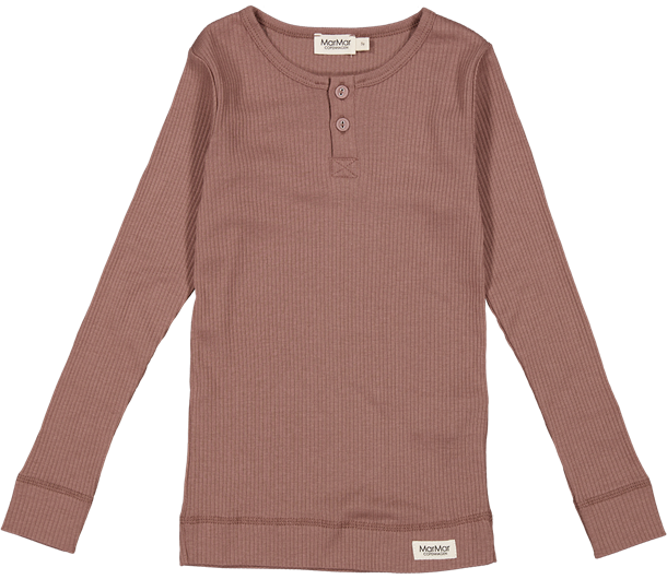 marmar - plain tee ls modal // desert red, t-shirt, bluse, langærmet, overdel, top, trøje