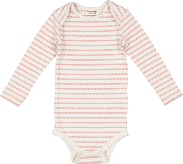 MarMar - Body LS Modal // Coral Haze Stripe, MarMar Body LS, Modal, body, body med lange ærmer, lange ærmer, bodystocking, drengebody, modalbody, pigebody.