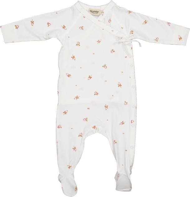 heldragt, newborn, romper, nyfødt, marmar, rubetta romber, heldragt med blomster print, heldragt til piger, marmar heldragt, little peony, hvid heldragt.
