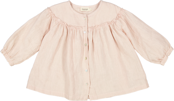 Marmar bluse, marmar skjorte, skjorte med flæse, skjorte til pige, bluse til pige, bluse i rosa, skjorte i rosa, pale rose, lyserød bluse, lyserød skjorte.