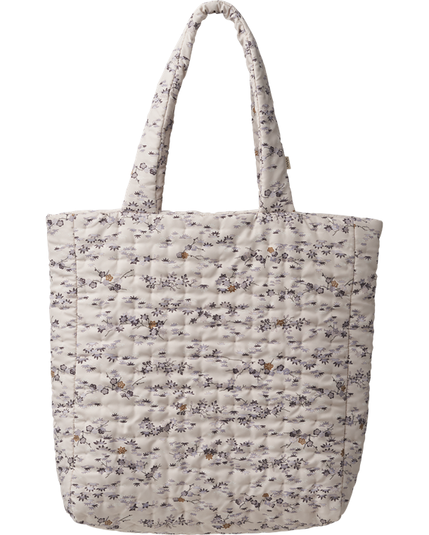 Taske fra Marmar, shopper fra marmar, marmar taske, taske i thermo, taske i hvid, taske med mønster, violet sakura, blomsterprint, taske med blomsterprint.