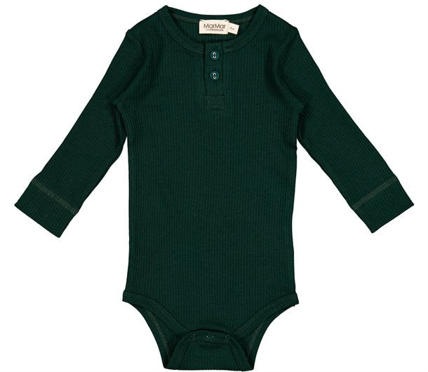 MarMar - Body LS Modal - Dark Leaf, MarMar Body LS, Modal, body, body med lange ærmer, lange ærmer, bodystocking, drengebody, modalbody, pigebody