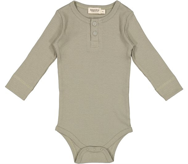 MarMar - Body LS Modal - Light Moss, MarMar Body LS, Modal, body, body med lange ærmer, lange ærmer, bodystocking, drengebody, modalbody, pigebody