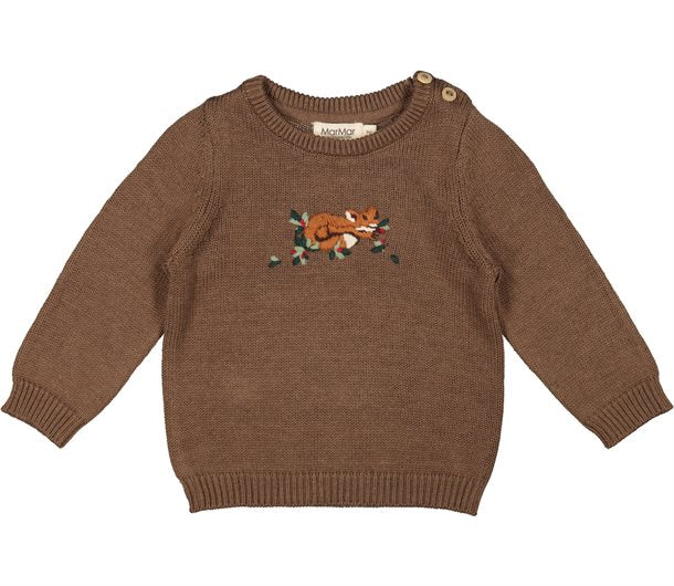 Marmar bluse, marmar strik bluse, bluse til pige, bluse med blomsterprint, striktrøje, striktrøje fra marmar, kortærmet striktrøje, kortærmet strik bluse, kortærmet bluse, striktrøje med blomsterprint, creme farvet, hvid trøje. ,Driftwood Stripe