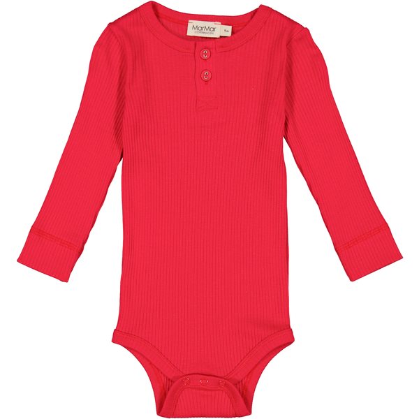 MarMar - Body LS  - Red Currant, MarMar Body LS, Modal, body, body med lange ærmer, lange ærmer, bodystocking, drengebody, modalbody, pigebody