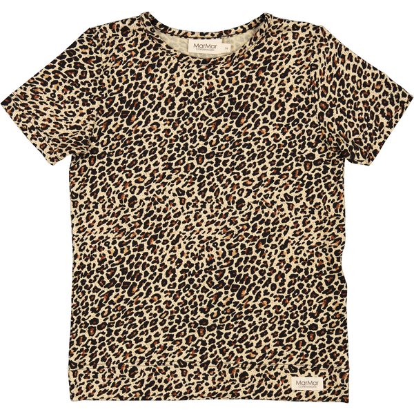 MarMar Plain Tee SS, Modal, Golden201-100-26-0209, t-shirt, tee, bluse, modalbluse, drengebluse, drenget-shirt, pige t-shirt，MarMar - Leo Tee SS - Brown Leo