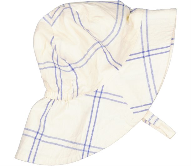 marmar hue, modal, babyhue, hue, babyhue, hue til baby, blød hue, hat, aiko hue, aiko hue fra Marmar,hue med blomsterprint, babyhue til piger, hue til piger, hue til nyfødt, MarMar - Alba long solhat -  Blue Check