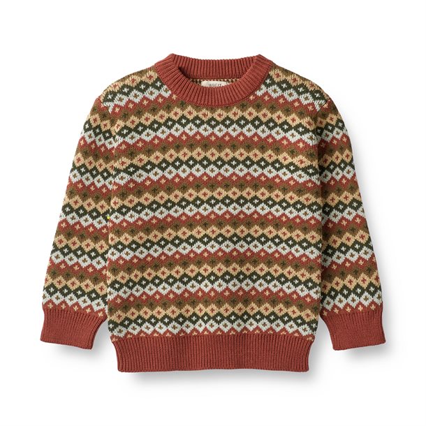 Wheat - Jacquard Pullover Elias - Multi Red