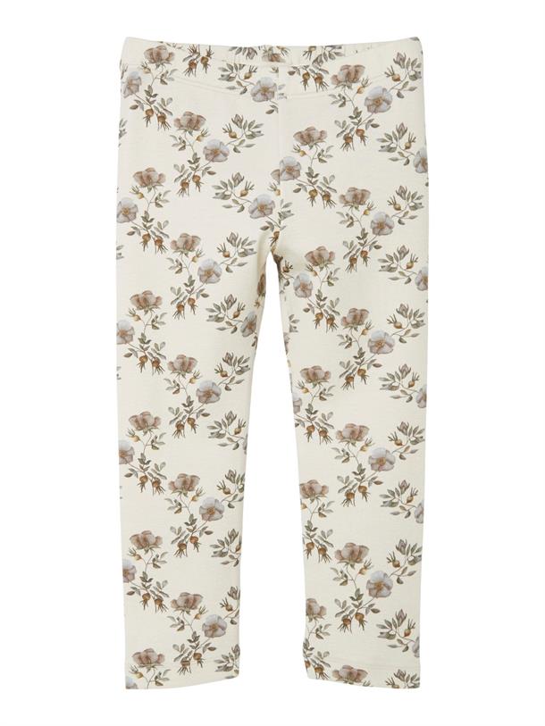 Lil' Atelier - MINI | Gaya Slim Leggings - Turtledove, leggings med blomster, pige leggings, bløde leggings, blomstret leggings