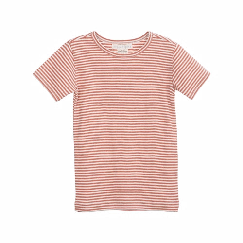 serendipity, m101, basis, t-shirt, bluse, basisgarderobe, langærmet, lange ærmer, bluse, økologi, bomuld, rib, stribe, clay, lyserød, rosa, offwhite