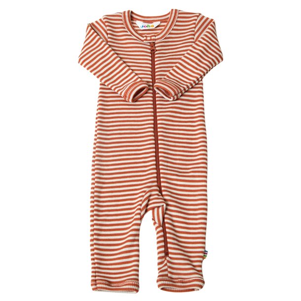 Joha - Jumpsuit i uld/Silke//striber rød/creme, sommeruld, uld/silke, sommer uld