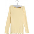 Tshirt pige, tshirt lemon curd, tshirt wheat, wheat top, kortærmet tshirt pige.Wheat Rib T-short Lace LS - Lemon Curd