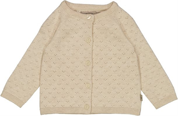 Wheat - Knit Cardigan Maja // Cloud melange, cardigan pige, strikket cardigan pige, økologisk bomuld barn, cardigan økologisk pige, barn økologi tøj, Cloud melange