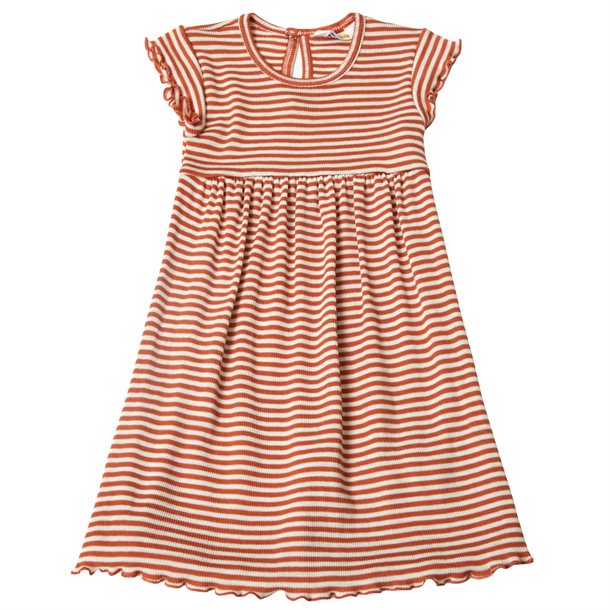 Joha - kjole i uld/Silke//striber rød/creme, sommeruld, uld/silke, sommer uld