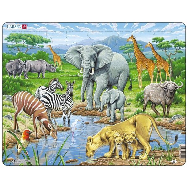 Larsen puslespil maxi // savannah, puzzle, puslespil, larsen puslespil, puslespil med dyr, smukke farver, puslespil i mange farver, savannen, puslespil, savannen