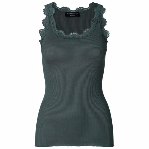 rosemunde, top, silke, bomuld, silketop, rosemundetop, blondetop