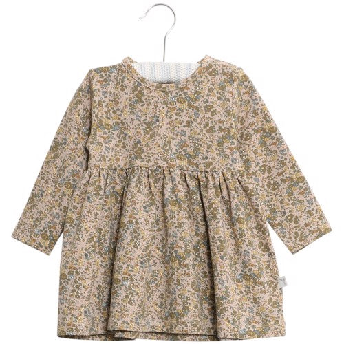 Wheat - Dress Otilde // Fawn flowers, basis, ensfarvet, bluse, t-shirt, langærmet, wheat, pige, pigebluse, , dress, kjole