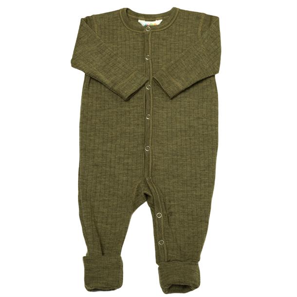 Joha Merino Uld Heldragt, Sesam, ulddragt, vintertøj, overtøj, Joha - Jumpsuit 2-i-1 (uld) //mos grøn melange