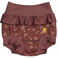 Wheat - Neoprene Swim Pants Ruffle // Maroon Flowers