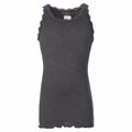 Rosemunde silke top til børn, kids, sort, silke bluse, Rosemunde Lace Top, Dark Grey Melange