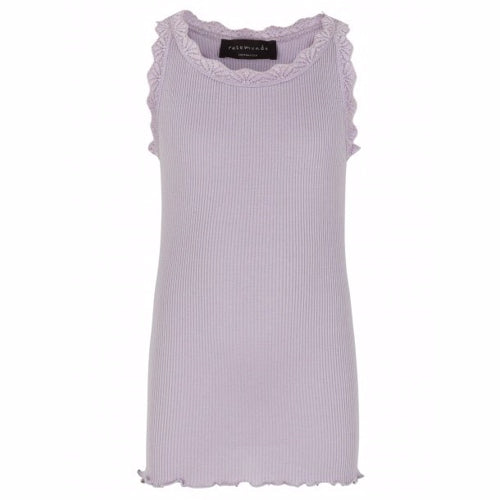 top rosemunde, blondetop pige, pige top, undertrøje pige, rosemunde undertrøje, top med flæser, undertrøje med flæser, rosemunde terracotta, Rosemunde Silke Top For Girls - Irish Purple