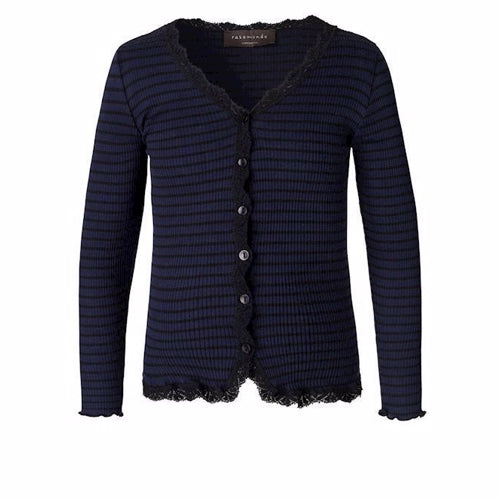 Rosemunde SOFT CARDIGAN WITH LACE BlÃ…â€™/sort WITH STRIPES