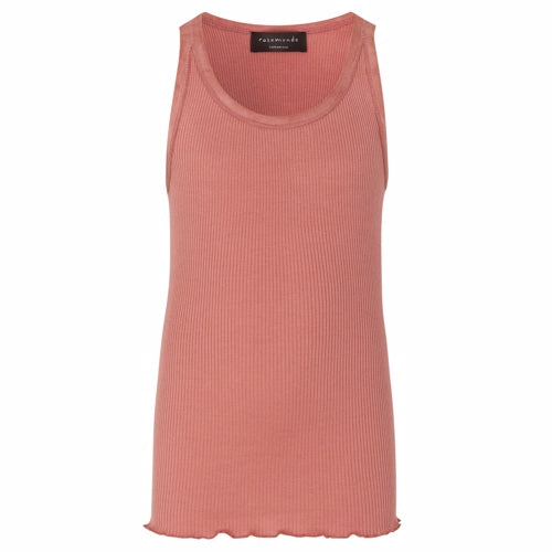 top rosemunde, silketop pige, pige top, undertrøje pige, rosemunde undertrøje, top med kant, undertrøje pige, rosemunde terracotta