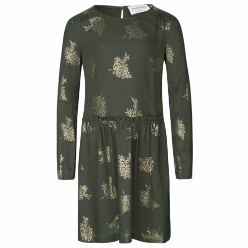 Rosemunde Kjole, Grøn med Guldprint