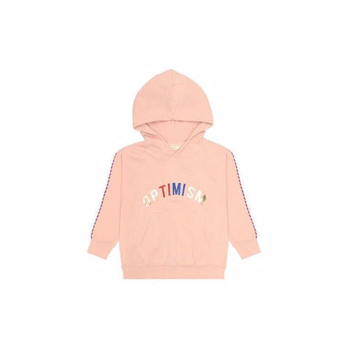 Soft Gallery, hættetrøje, hoodie, pigetøj, pige, rosa, lyserød, tekst, optimist, optimism, optimistisk, optimistic, junior, børnetøj, udsalg, tilbud, januarudsalg, rabat, rabatter, nedsat, procenter, 35%