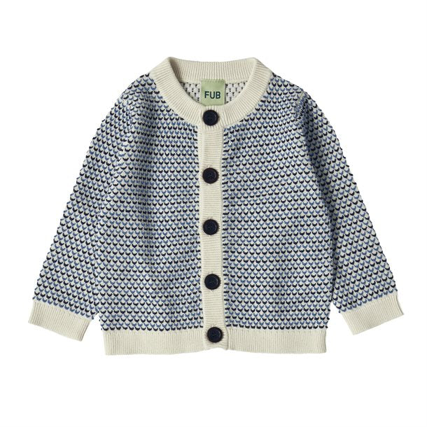 Fub - Baby Structure Cardigan - ecru/dark navy/azure