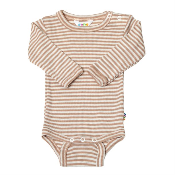 Joha - Body w/ long sleeves, Joha - Body i uld og silke og strib LS