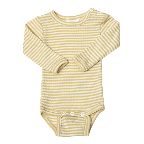 Joha - Body w/ long sleeves, Joha - Body i uld og silke og strib LS