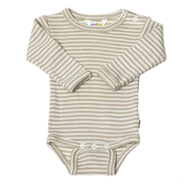 Joha - Body w/ long sleeves, Joha - Body i uld og silke og strib LS