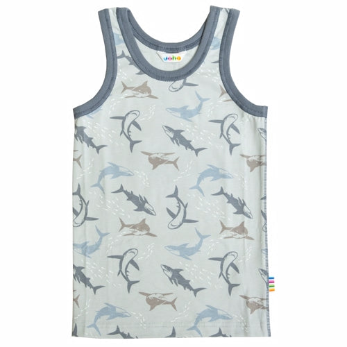 Joha undertrøje 96% økologisk bambus, Joha  Bambus Undertrøje Blå med hajer dreng, 71143-312-3190