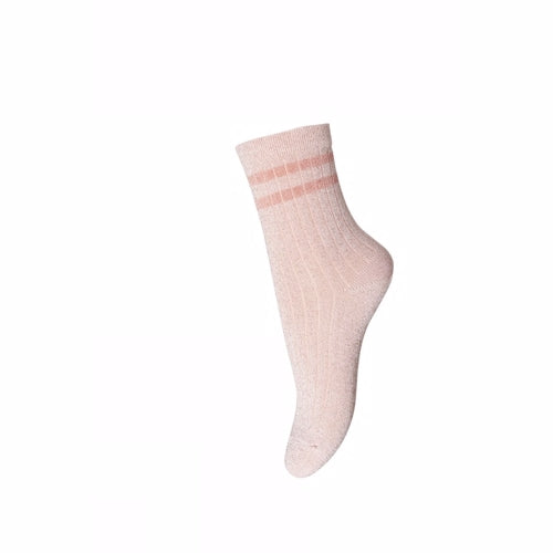 ankelstrømper, strømper, pigestrømper, sokker, pigesokker, ankelsokker, pigesokker, lyserød, koral, glimmer, striber, sporty, feminin,