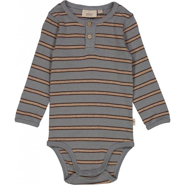 Wheat - body placket LS  // sage, body, bodystocking, sparkedragt, babytøj, dreng, nyfødt, placket, langærmet, langeærmer, lange ærmer, ærmer,