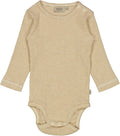 Wheat - Body Plain // Cartouche rib stripe, body, bodystocking, sparkedragt, babytøj, dreng, nyfødt, Stribet body, beige body,