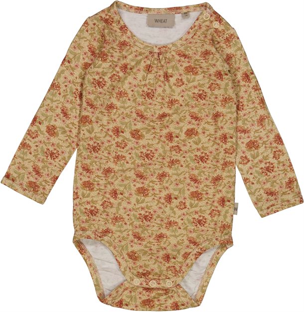 Wheat - Body Liv // Honeysuckle, body, bodystocking, sparkedragt, babytøj, nyfødt, pige, Honeysuckle, Body pige, blomstret body