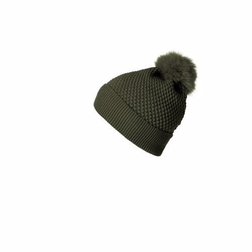 MP Chunky Beanie med pompom, Wine Red