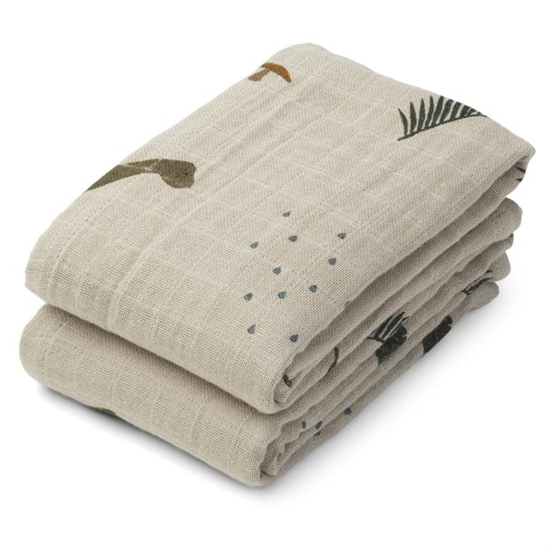 Liewood Hannah bleer Dino Mix 2 pak, LW12695-6917, baby bleer, Liewood Lewis Bubbly Sandy Mix 2 pak, Liewood - Lewis stofbleer (2 stk.) //Biler /dove blue mix