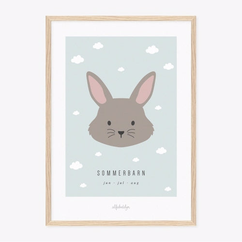 alfabetdyr, plakat, plakater, billede, billeder, børneplakat, vinterbarn, efterårsbaby, sommerbaby