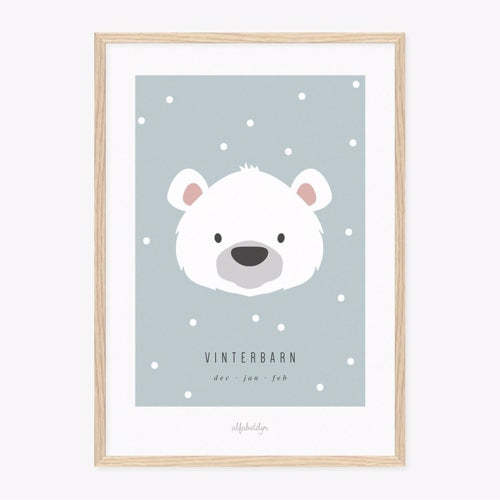 alfabetdyr, plakat, plakater, billede, billeder, børneplakat, vinterbarn